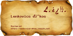 Lenkovics Ákos névjegykártya